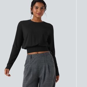 Halara Black Long Sleeve Crop Top Large